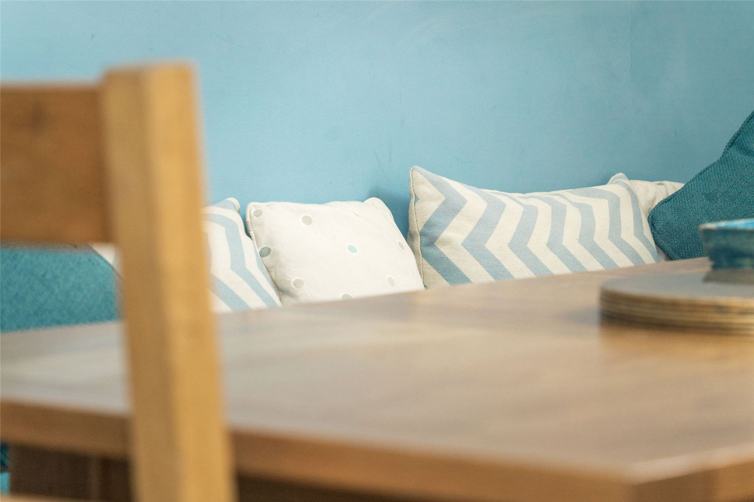 Family dining area with bench style seating
